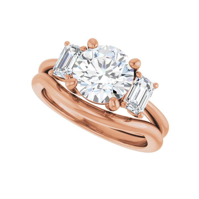 14K Rose Gold 8 mm Round 3/4 CTW Lab-Grown Semi-Set Engagement Ring