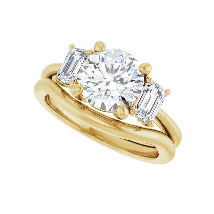 14K Yellow Gold 8 mm Round 3/4 CTW Lab-Grown Semi-Set Engagement Ring