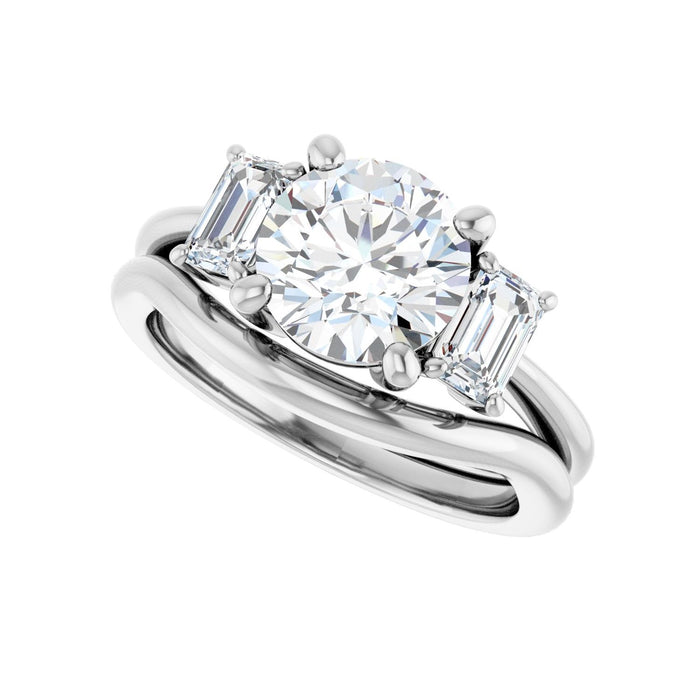 14K White Gold 8 mm Round 3/4 CTW Lab-Grown Semi-Set Engagement Ring