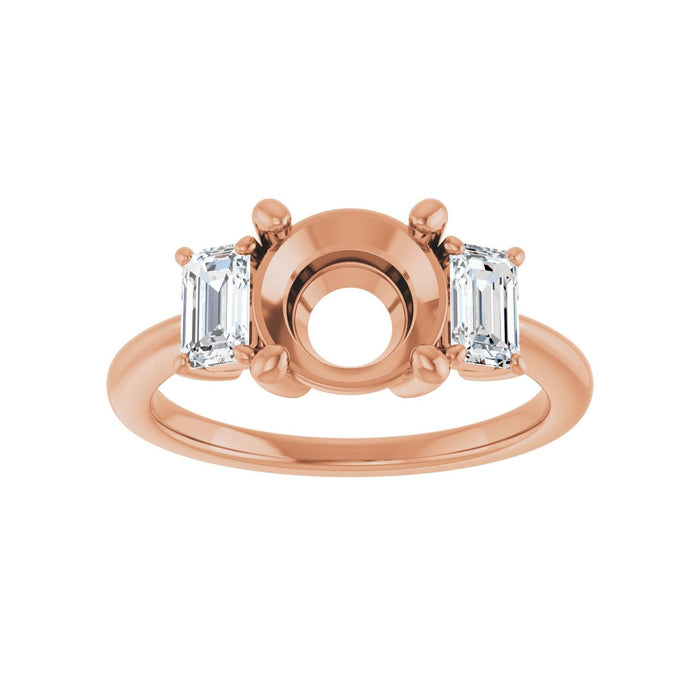 14K Rose Gold 8 mm Round 3/4 CTW Lab-Grown Semi-Set Engagement Ring