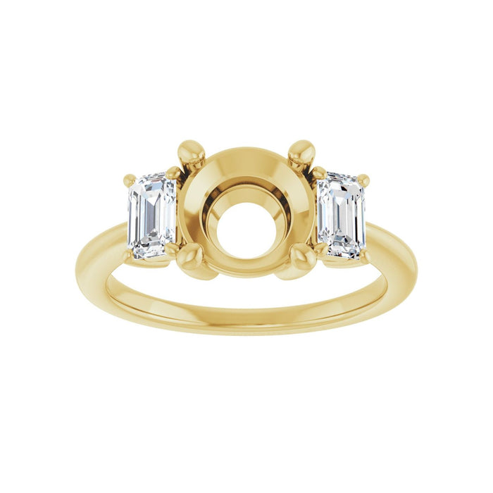 14K Yellow Gold 8 mm Round 3/4 CTW Lab-Grown Semi-Set Engagement Ring