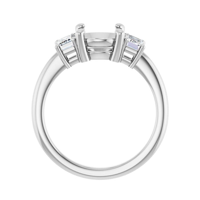 14K White Gold 8 mm Round 3/4 CTW Lab-Grown Semi-Set Engagement Ring