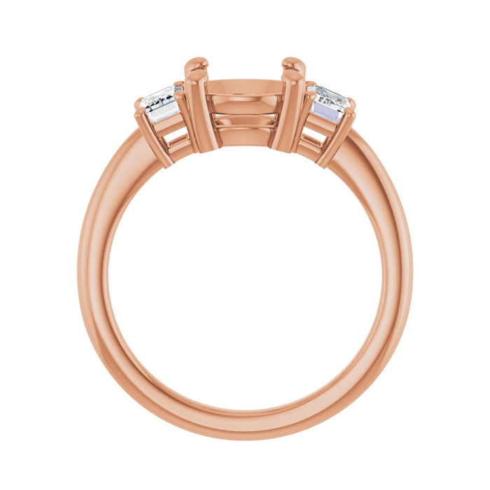 14K Rose Gold 8 mm Round 3/4 CTW Lab-Grown Semi-Set Engagement Ring