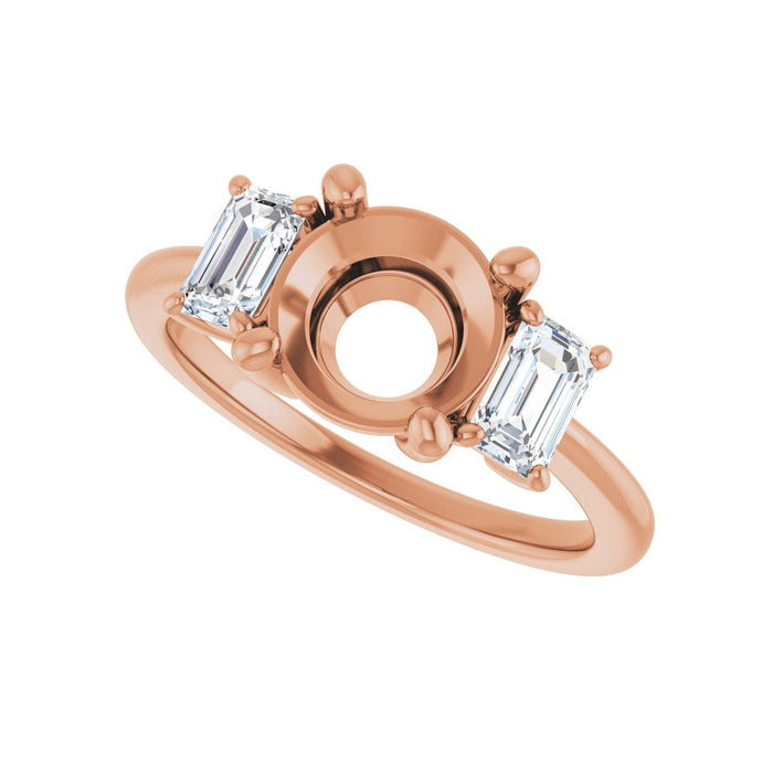 14K Rose Gold 8 mm Round 3/4 CTW Lab-Grown Semi-Set Engagement Ring