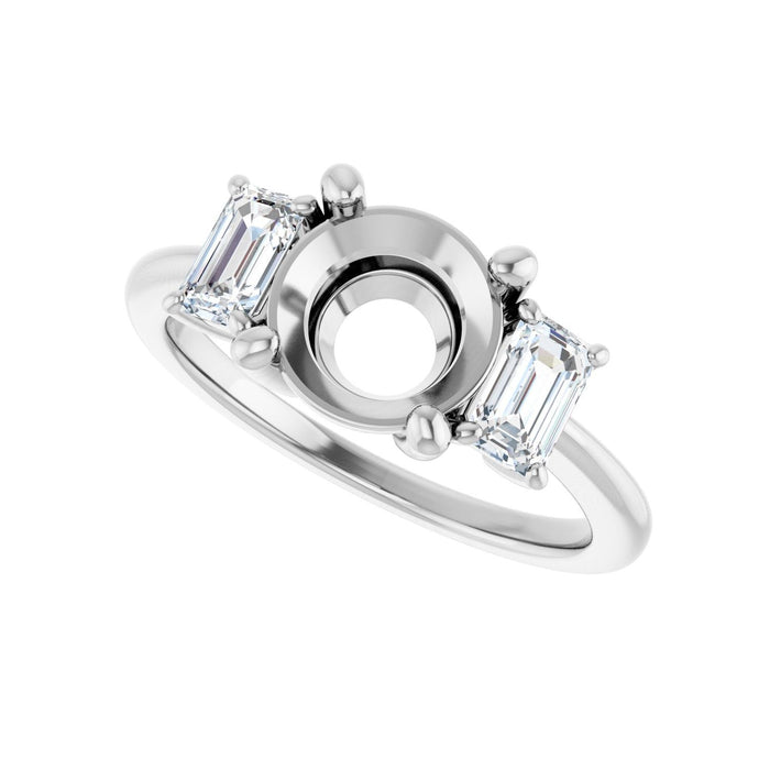 14K White Gold 8 mm Round 3/4 CTW Lab-Grown Semi-Set Engagement Ring