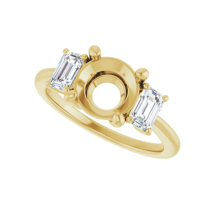14K Yellow Gold 8 mm Round 3/4 CTW Lab-Grown Semi-Set Engagement Ring