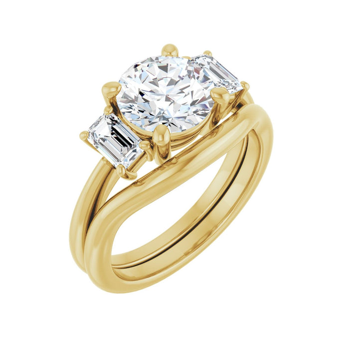 14K Yellow Gold 8 mm Round 3/4 CTW Lab-Grown Semi-Set Engagement Ring