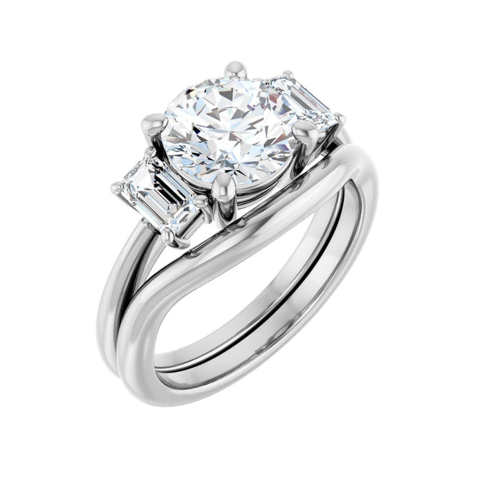 14K White Gold 8 mm Round 3/4 CTW Lab-Grown Semi-Set Engagement Ring