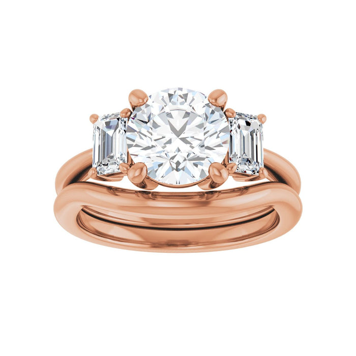 14K Rose Gold 8 mm Round 3/4 CTW Lab-Grown Semi-Set Engagement Ring