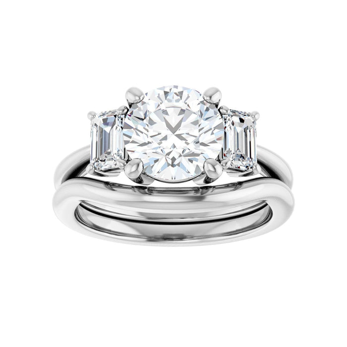 14K White Gold 8 mm Round 3/4 CTW Lab-Grown Semi-Set Engagement Ring