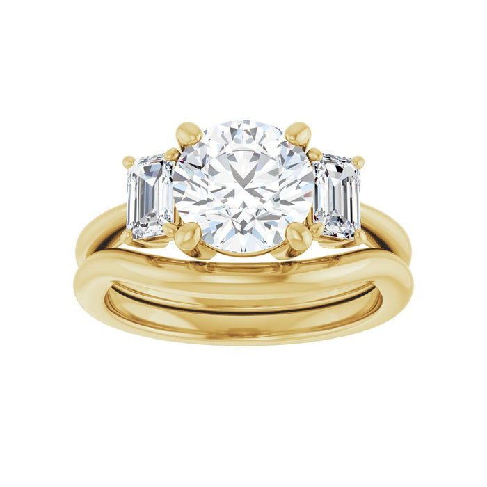 14K Yellow Gold 8 mm Round 3/4 CTW Lab-Grown Semi-Set Engagement Ring