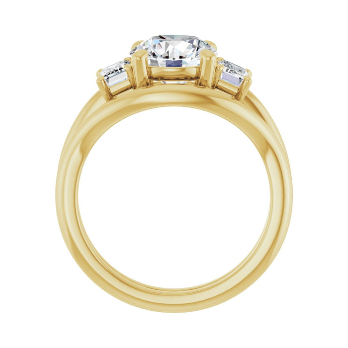 14K Yellow Gold 8 mm Round 3/4 CTW Lab-Grown Semi-Set Engagement Ring