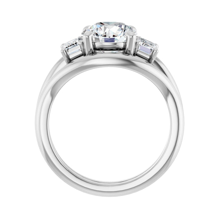 14K White Gold 8 mm Round 3/4 CTW Lab-Grown Semi-Set Engagement Ring