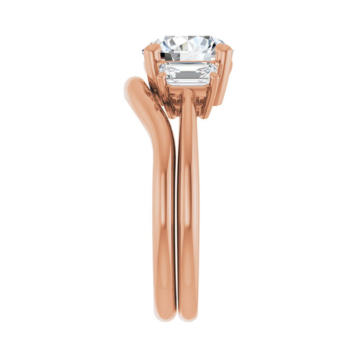 14K Rose Gold 8 mm Round 3/4 CTW Lab-Grown Semi-Set Engagement Ring