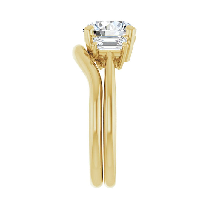 14K Yellow Gold 8 mm Round 3/4 CTW Lab-Grown Semi-Set Engagement Ring