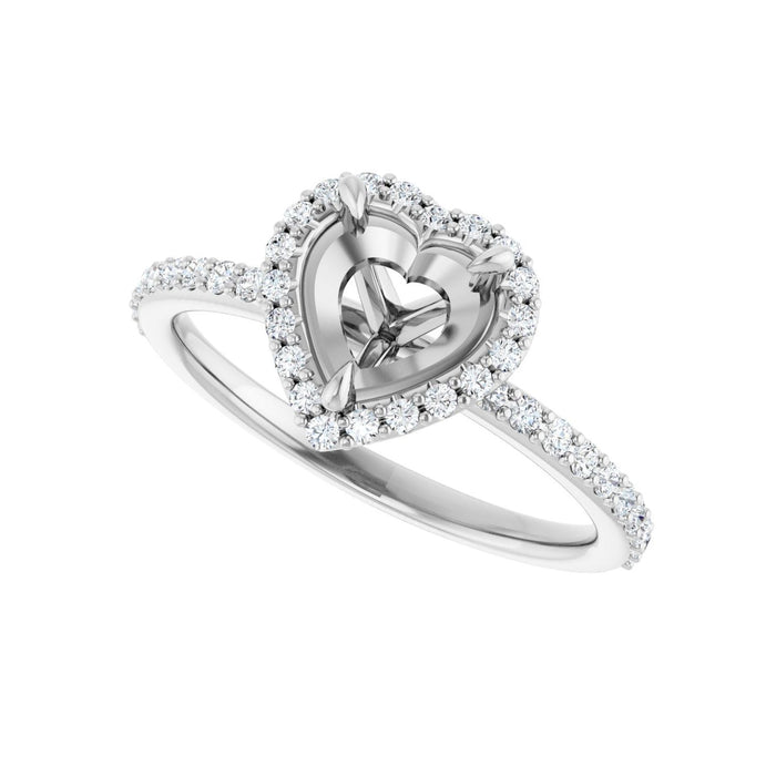14K White Gold 6x6 mm Heart 1/3 CTW Lab-Grown Semi-Set Engagement Ring