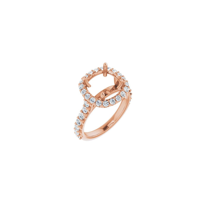 14K Rose Gold 9x9 mm Cushion 7/8 CTW Lab-Grown Diamond Semi-Set Engagement Ring