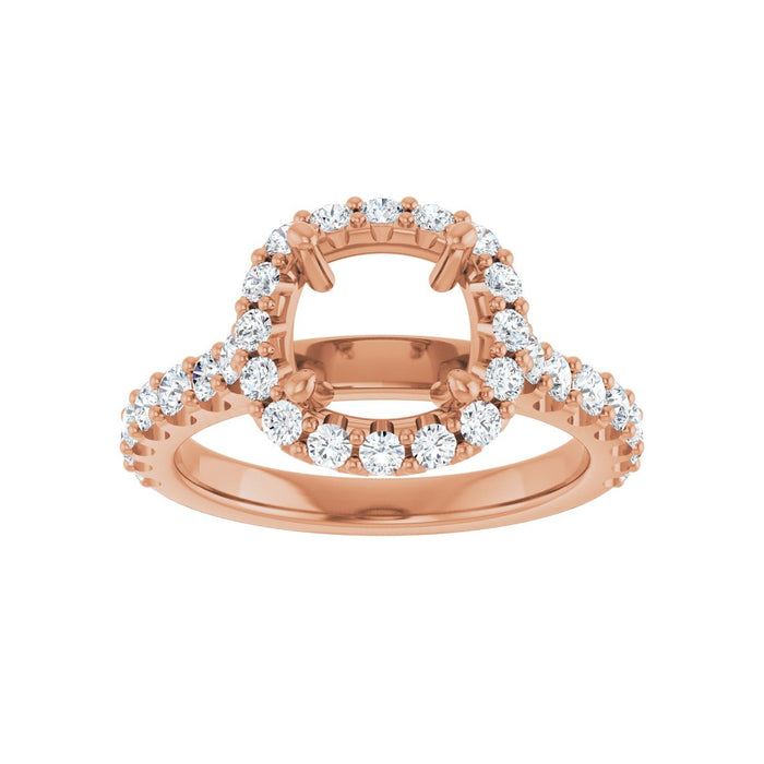 14K Rose Gold 7x7 mm Cushion 7/8 CTW Lab-Grown Diamond Semi-Set Engagement Ring