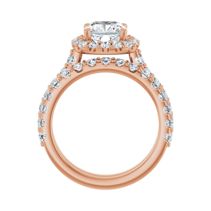 14K Rose Gold 7x7 mm Cushion 7/8 CTW Lab-Grown Diamond Semi-Set Engagement Ring