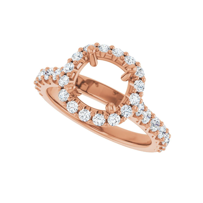 14K Rose Gold 7x7 mm Cushion 7/8 CTW Lab-Grown Diamond Semi-Set Engagement Ring