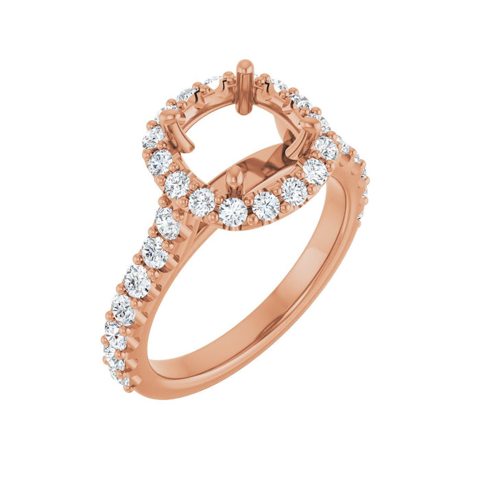 14K Rose Gold 7x7 mm Cushion 7/8 CTW Lab-Grown Diamond Semi-Set Engagement Ring