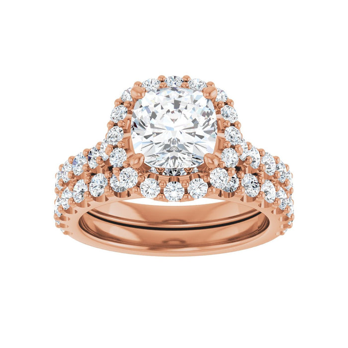 14K Rose Gold 7x7 mm Cushion 7/8 CTW Lab-Grown Diamond Semi-Set Engagement Ring