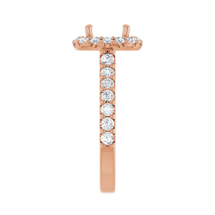14K Rose Gold 7x7 mm Cushion 7/8 CTW Lab-Grown Diamond Semi-Set Engagement Ring