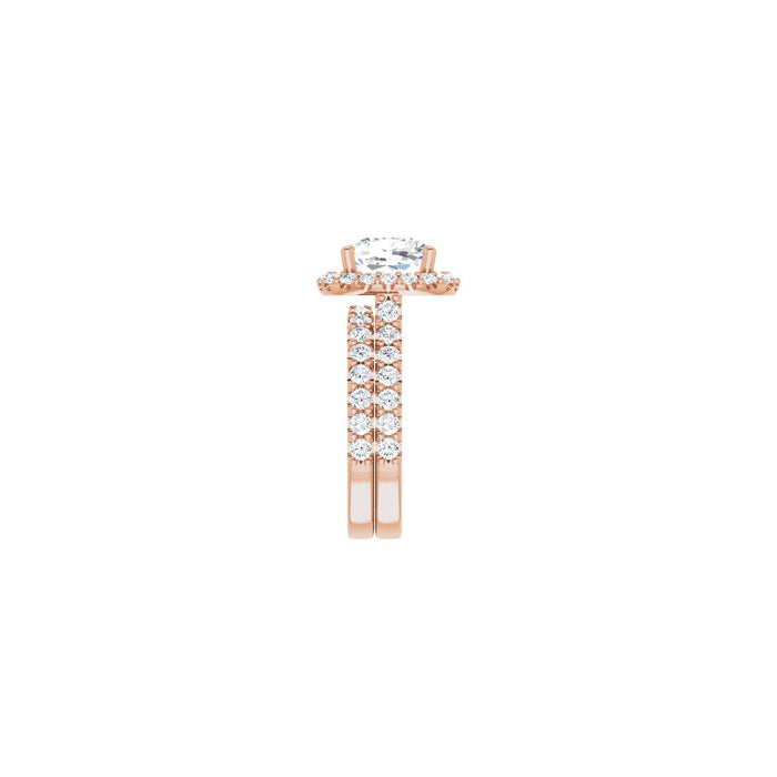 14K Rose Gold 9x9 mm Cushion 7/8 CTW Lab-Grown Diamond Semi-Set Engagement Ring