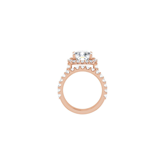 14K Rose Gold 9x9 mm Cushion 7/8 CTW Lab-Grown Diamond Semi-Set Engagement Ring