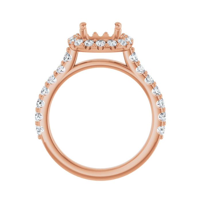 14K Rose Gold 7x7 mm Cushion 7/8 CTW Lab-Grown Diamond Semi-Set Engagement Ring