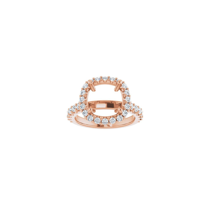 14K Rose Gold 9x9 mm Cushion 7/8 CTW Lab-Grown Diamond Semi-Set Engagement Ring