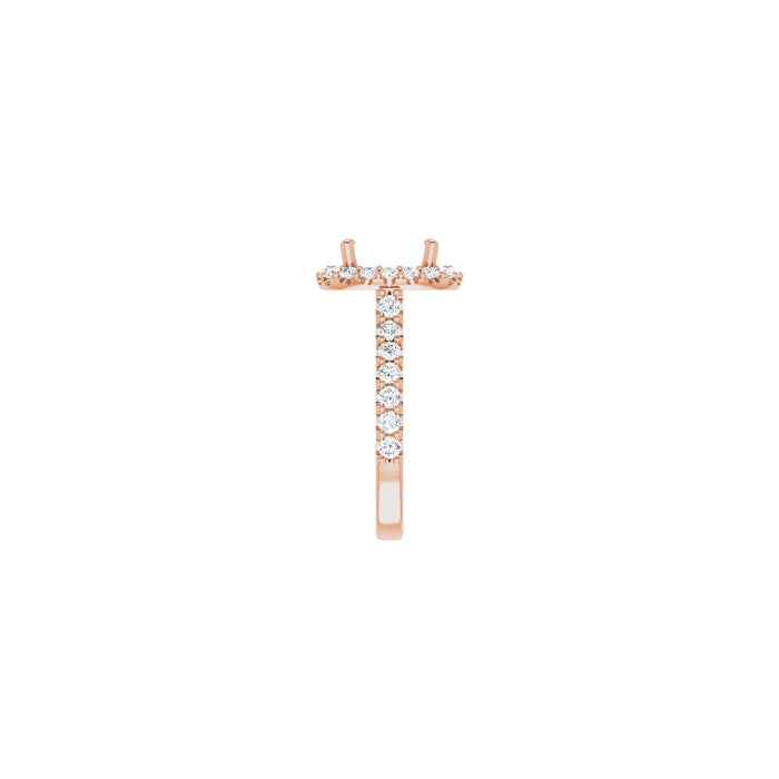 14K Rose Gold 9x9 mm Cushion 7/8 CTW Lab-Grown Diamond Semi-Set Engagement Ring