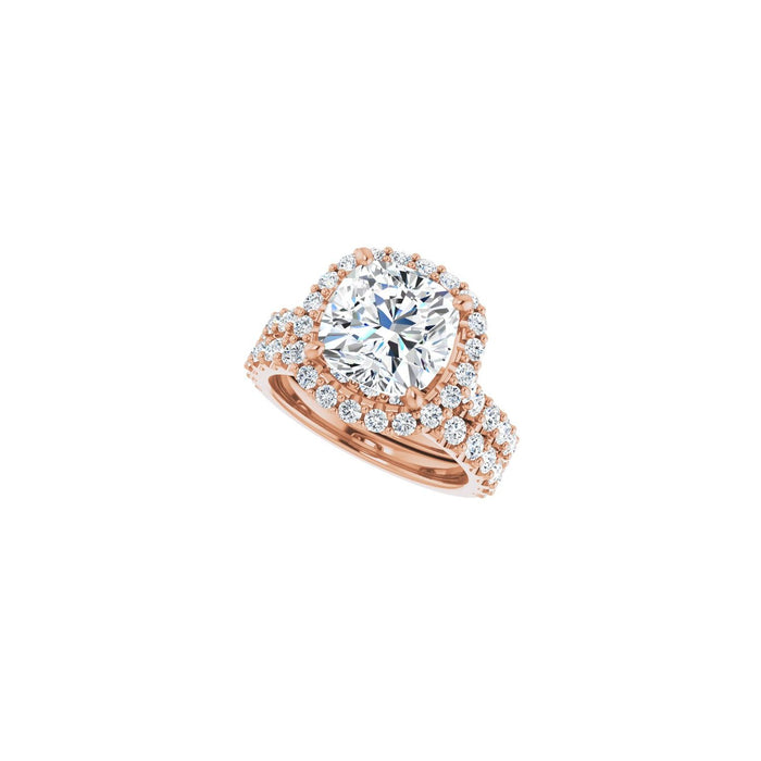 14K Rose Gold 9x9 mm Cushion 7/8 CTW Lab-Grown Diamond Semi-Set Engagement Ring