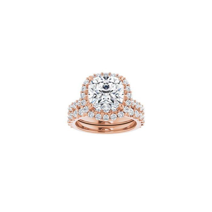 14K Rose Gold 9x9 mm Cushion 7/8 CTW Lab-Grown Diamond Semi-Set Engagement Ring