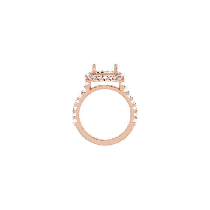 14K Rose Gold 9x9 mm Cushion 7/8 CTW Lab-Grown Diamond Semi-Set Engagement Ring