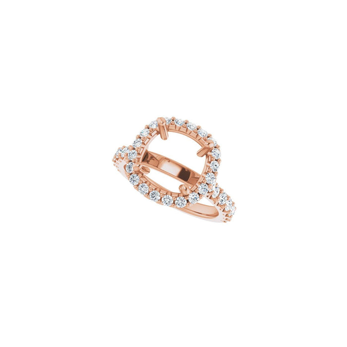 14K Rose Gold 9x9 mm Cushion 7/8 CTW Lab-Grown Diamond Semi-Set Engagement Ring