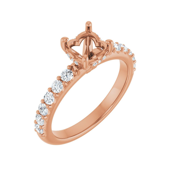 14K Rose Gold 6.5 mm Round 1/2 CTW Lab-Grown Diamond Semi-Set Engagement Ring