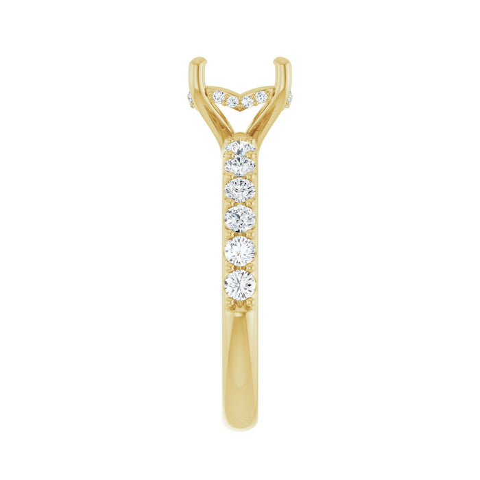 14K Yellow Gold 8 mm Round 1/2 CTW Lab-Grown Diamond Semi-Set Engagement Ring