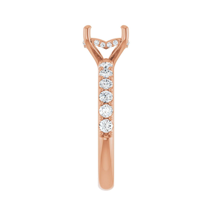 14K Rose Gold 8 mm Round 1/2 CTW Lab-Grown Diamond Semi-Set Engagement Ring