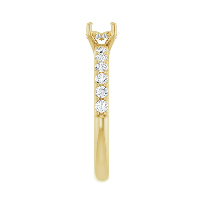 14K Yellow Gold 4.8 mm Round 3/8 CTW Lab-Grown Diamond Semi-Set Engagement Ring