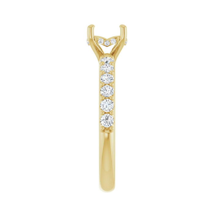 14K Yellow Gold 6.5 mm Round 1/2 CTW Lab-Grown Diamond Semi-Set Engagement Ring