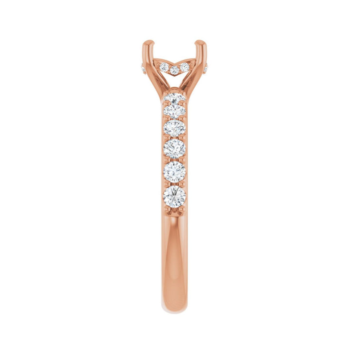 14K Rose Gold 6.5 mm Round 1/2 CTW Lab-Grown Diamond Semi-Set Engagement Ring