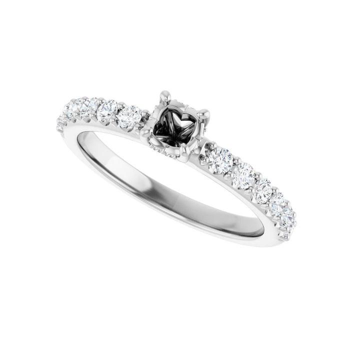 Platinum 4.1 mm Round 3/8 CTW Lab-Grown Diamond Semi-Set Engagement Ring