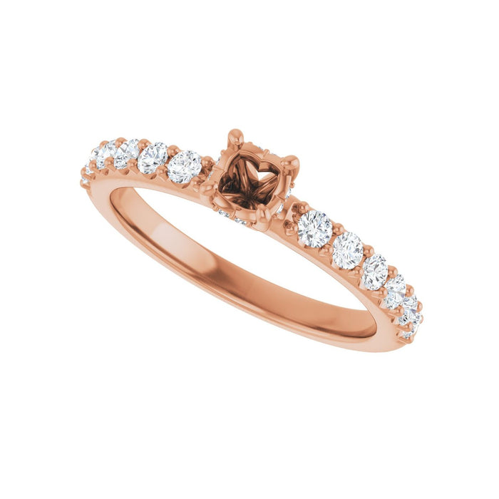 14K Rose Gold 4.1 mm Round 3/8 CTW Lab-Grown Diamond Semi-Set Engagement Ring