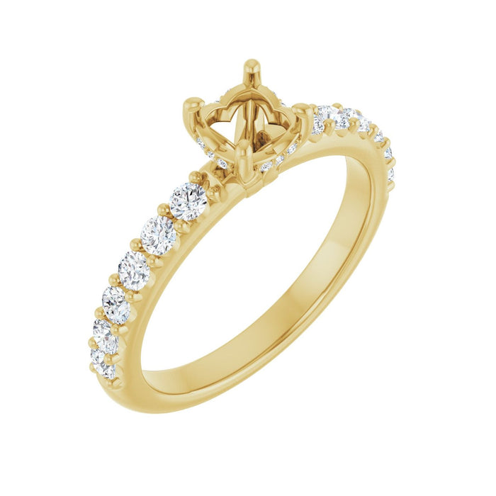 14K Yellow Gold 5.2 mm Round 1/2 CTW Lab-Grown Diamond Semi-Set Engagement Ring
