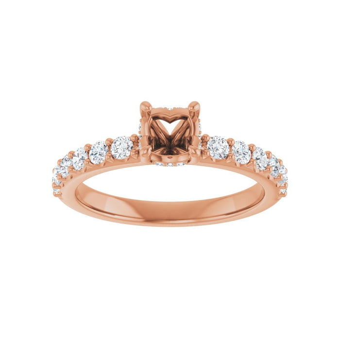 14K Rose Gold 5.2 mm Round 1/2 CTW Lab-Grown Diamond Semi-Set Engagement Ring