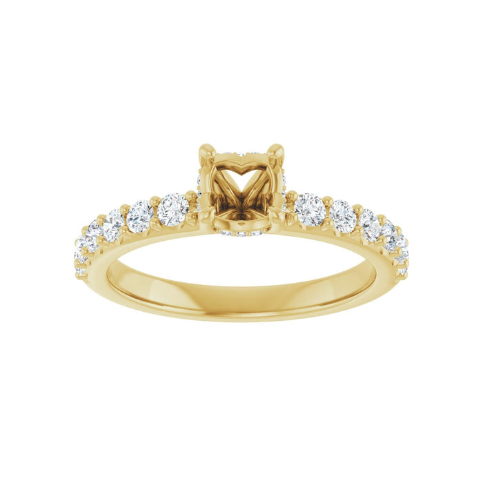 14K Yellow Gold 5.2 mm Round 1/2 CTW Lab-Grown Diamond Semi-Set Engagement Ring