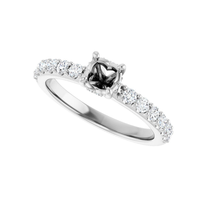 14K White Gold 4.8 mm Round 3/8 CTW Lab-Grown Diamond Semi-Set Engagement Ring