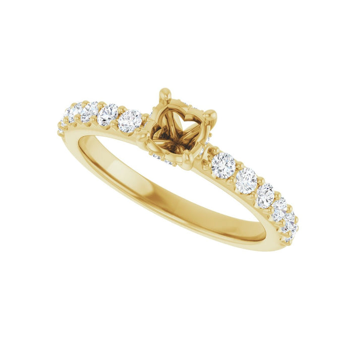 14K Yellow Gold 4.8 mm Round 3/8 CTW Lab-Grown Diamond Semi-Set Engagement Ring