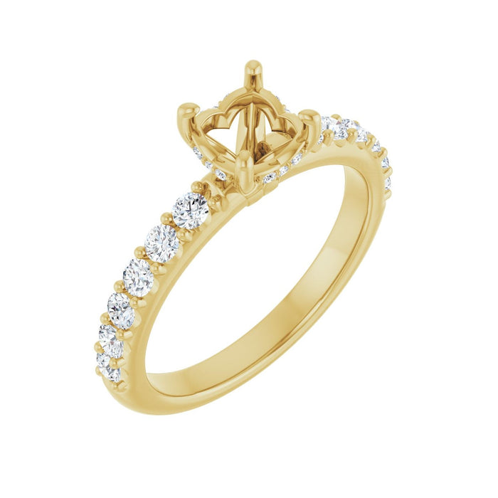 14K Yellow Gold 6 mm Round 1/2 CTW Lab-Grown Diamond Semi-Set Engagement Ring
